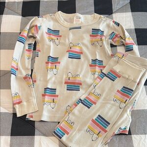 Hanna Andersson Cream Pajama Set with Multicolor Stripes